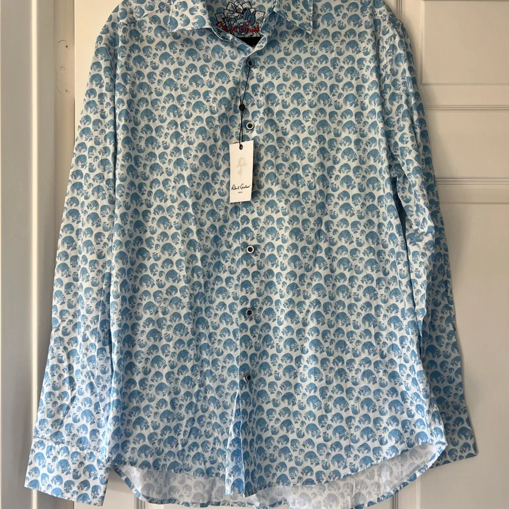 Robert Graham Blue and White Patterned Shirt - Picture 1 of 2